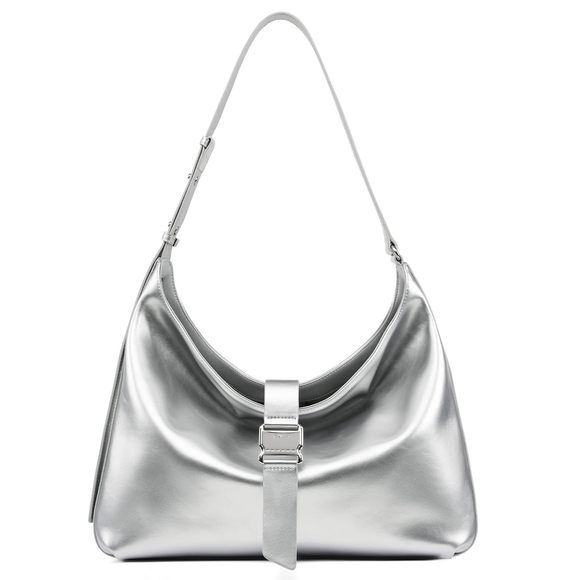 La Festin Split Leather Hobo Bag, Slouchy Crossbody Purse With V :D - Picture 1 of 6